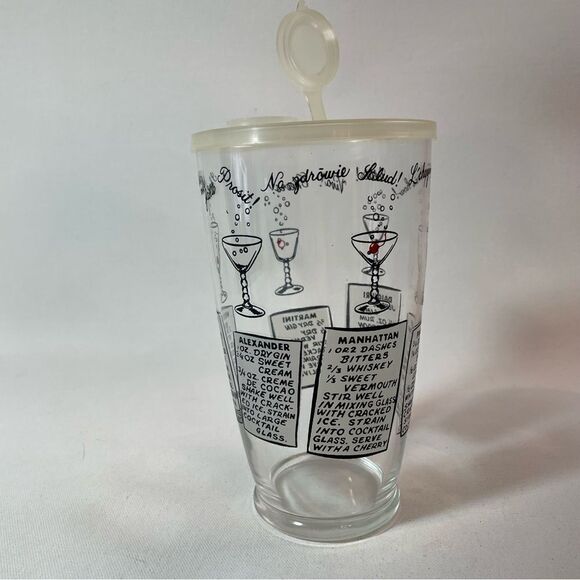 Vintage MCM Atomic Age cocktail recipe mixer cup with lid - Picture 9 of 9
